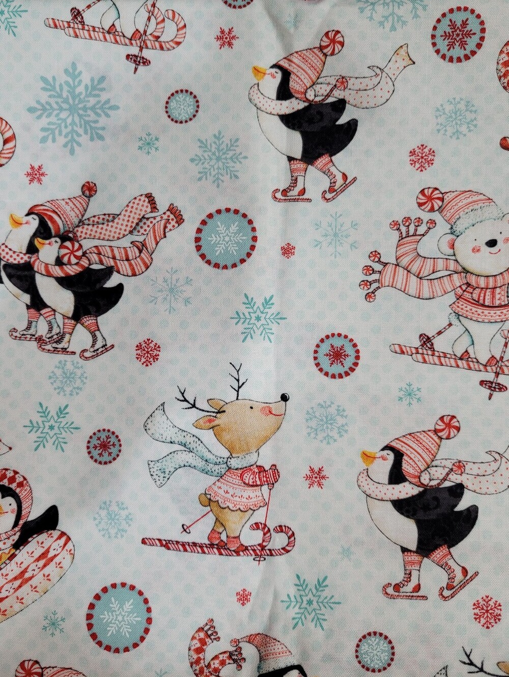 Peppermint Penguins Lucie Crovatto Studioe Fabrics Cotton Sewing Fabric (1013)